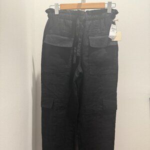 MAGASCHONI WOMEN 100% LINEN  BLACK PANTS WOMEN SZ XS NWT $198